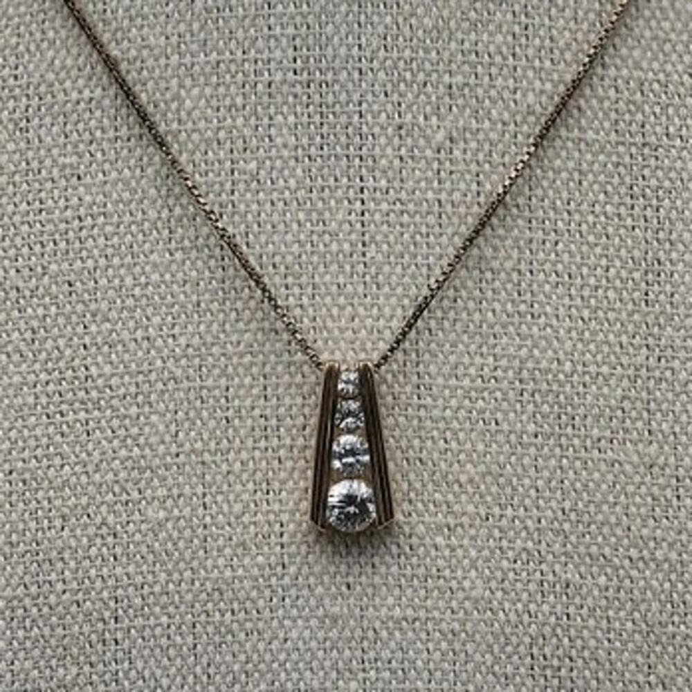 Bar Pendant Necklace Gemstone Accents Gold Vermeil Sterling Silver Modern Chic